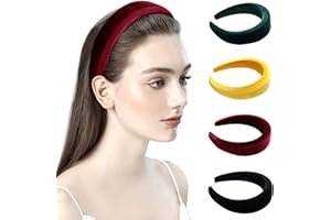 Diademas Duras, Diademas De Esponja De Terciopelo Makone 4 Piezas - Diademas Acolchadas Accesorios Para El Cabello Para Mujeres (Vino Rojo)