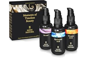 Satin Naturel Cofanetto Regalo Lussuoso per Donna – Kit 3×30 ml con Acido Ialuronico, Retinolo & Vitamina C+E+A – Skincare Viso Idratante, Illuminante Nutriente – Idea Regalo Natale – Edizione Festiva
