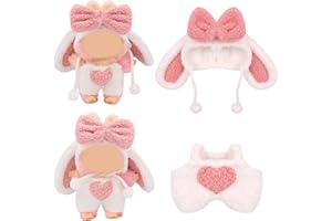 XIMKONTER Clothing for 17 cm Labu Plush, Cuddly Toy Clothing Outfit Only Clothing Accessories for 17 cm Labu Plush Pullover Hoodie Clothing DIY Children's Gifts (Rabbit)