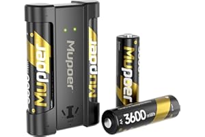 MUPOER AA Rechargeable BatterIes with Charger,3600mWh Lithium Aa Battery 4Count 1.5V,Double A Batteries High Capacity,Rechargeable Battery Aa Lithium ion with Mini Charger,Lithium Batter for Blink Xbox
