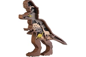 Chunful Dinosaur Wall Art Decor Wooden Farmhouse Dino Decoration Wooden Forest Dinosaur Decor for Boys Cabin Nursery Bedroom Living Room Shelf Decor Christmas Gifts