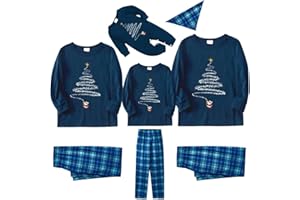 DKLOVIFU Weihnachtspyjama Familie Set Kuschelig Matching Schlafanzug Damen Herren Partner Baumwolle Christmas Pyjama Kinder Jungen Mädchen Familie Pyjamas Weihnachten Bedruckte Nachtwäsche