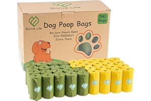 Bonre Life-Dog Poop Bags-540 BioBags, Super Strong,Extra Thick, Leak Proof Dog Waste Bags Made from Corn Starch, Biodegradable Dog Poo Bags