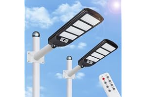 Aigostar - 2Uds 200W Farola solar LED exterior con sensor de movimiento, mando a distancia, 2000LM luz blanca. Foco solar LED potentes con temporizador, impermeable protección IP65.No incluye soporte