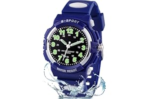 Edillas Kinderuhr Jungen Mädchen,Armbanduhr Kinder Analog mit 30M Wasserdicht,Stoßfest,Leuchtzeiger,TPU-Armband für 5-16 Jahre, Einschulung Outdoor Sport