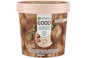Garnier - Coloration Permanente - Sans Ammoniaque - 90% d'Ingrédients d'Origine Naturelle et Formule Vegan - Beurre de Karité - 100% Couverture Cheveux Blancs - Blond Foncé Amande (7.0) - Good