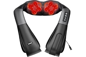 TAKRINK Shiatsu masażer karku, 16 piłek do masażu, stopień ramion, wzmocnienie na rzep, regulowane 3 prędkości, urządzenie do masażu pleców z kablem zasilającym 1,8 m