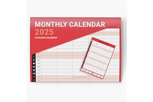 EVELAY 2025 Wall Planner Calendar Matt Month to View Family Wall Calendar Organiser for Home Office with Classic Red White Design