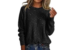 Qzeanxy Glitzer Pullover Damen Elegant Rundhals Strickpullover Festlich Silvester Outfit Langarm Stricken Sweater Herbst Winter Fur Weihnachts Party Festival Grobstrickpullover 2026