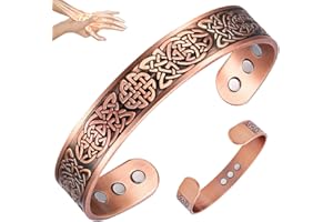 Vicmag Bracelet en cuivre pour homme, ultra résistant, magnétique, 99,99 % cuivre pur, taille réglable, avec boîte cadeau