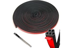 Svitzoot 10M Autotürdichtung Universal Auto Türdichtung 5 Löcher Dichtungsstreifen für Autos Selbstklebend Gummidichtung Autotür Kantenschutz Schwarz