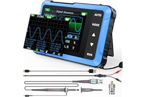 FNIRSI DSO-510 Osciloscopio Portátil/Generador de Señales DDS 2IN1, Osciloscopio Digital Automotriz TFT de 2,8’’, Ancho de Banda de 10MHz, Muestreo de 48MS/s, Disparo Auto/Normal/Único