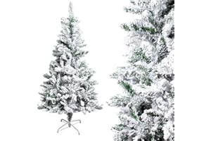 Gotoll Árbol de Navidad Nevado 150cm 328 Ramas,Árbol de Navidad Artificial de Pino con Soporte Metálico Árbol Navideña de PVC Abeto Decoración Navideña Decoración Navideña en Interiores y Exteriores