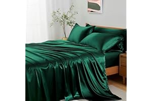 ‎LANQINGLV Lanqinglv Bettwäsche Set 135x200cm Dunkelgrün Satin Seide Seidig Luxus Bettbezug mit Reißverschluss und Kissenbezug 80x80cm