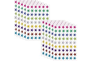 JEUFUN 1.3 cm Metallic Star Stickers - 9 Assorted Colors Foil Labels, 540 Pieces Colorful Reward Stickers for Kids