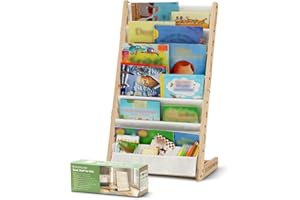 COSYLAND Bibliotheque Enfant en Bois Massif à 7 Niveaux - Etagere de Rangement pour Livres - Présentoir Livres Bebe avec Design Stable - Meuble Montessori pour Chambre d’Enfant (42.5 cm, Naturel)