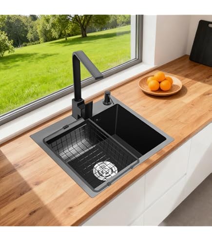 Klarstein Spoelbak – 1,5 wastafel met afdruipvlak, roestvrij staal 304, krasbestendig & hittebestendig, eenvoudige reiniging, incl. overloop & inbouwset, 100 x 45 cm, roestvrij staal