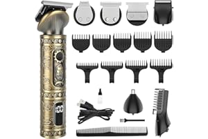 Apiker Tagliacapelli, Tagliacapelli Uomo Professionale con 9 Pettini Guida, Rasoio Barba Uomo, Rasoio Elettrico Corpo Uomo, Rasoio Naso Uomo, Rasoio Corpo Uomo 6 in 1, Ricaricabile USB, Display LED