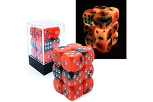 BESCON DICE Bescon Two Tone Glowing Dice D6 16mm 12pcs Set HOT ROCKS, 16mm Six Sided Die (12) Block of Glowing Dice