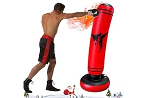 Gevvnss Sacco da boxe gonfiabile, 120 cm, sacco da boxe antistress, per bambini e bambine, autoportante per allenamento thailandese, taglia S per