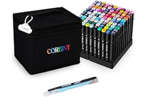 Coreint 82 Colouring Pens, Art Markers, Art pens for kids Drawing,Alcohol Markers-Dual Tip, Felt Tip Markers,Sketching, Anime and Manga Colouring Books Adults, Graphic Marker pens