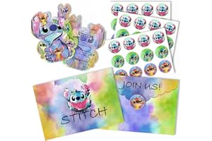 BSNRDX Party Invitations Cards 12 Invitation Cards + 12 Envelopes + 12 Round Labels Birthday Party Invites & Envelopes for Children Theme Party Invites