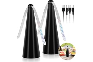 UWELLIKY 2 Stück Fliegenwedler, Tragbar Fliegen und Mückenschutz Ventilator, Fly Repellent Fan für Lebensmittel, halten Sie Fliegen und Insekten von Lebensmitteln fern,Genießen Sie Ihre Mahlzeiten (Schwarz)