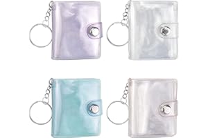 DOAFOCE 4 Pcs Small Photo Album Keyring Mini Photo Card Holder Albums Photocard Album with Keychain Clear Pocket Photo Album Keychain(8 Pockets) for Photo/Pictures/photo albums