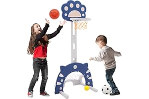 ‎ARK MIIDO Kinder Basketballkorb Set Höhenverstellbarer Basketballständer & Fußballtor Golfspiel Ringwurf für Jungen und Mädchen,Basketballkorb Kinder für Indoor und Outdoor geeignet