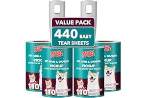 MEIQIHOME Lint Rollers for Pet Hair Extra Sticky, 440 Sheets Value Set Lint Roller with 2 Upgraded Handles, 4 Rollers Portable Pet Lint Remover for Clothes, Furniture, Carpet, Dog & Cat Hair Removal