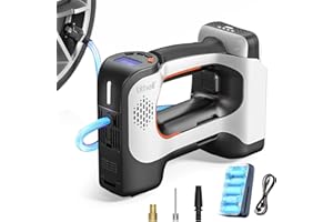 ‎LITHELI Litheli Elektrische Luftpumpe, Tragbare Akku Luftpumpe mit 10000mAh Akku Digitalanzeige und LED Kompressor, für Auto Motorräder Fahrräder Bälle