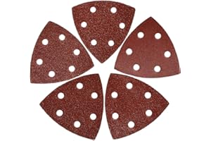 XXGO 3-1/2 Inch 90mm Triangular 60/80 /100/120 /240 Grits Hook & Loop Multitool Sandpaper for Wood Sanding Contains 20 of Each Fit 3.5 Inch Oscillating Multi Tool Sanding Pad Pack of 100 XG9010U