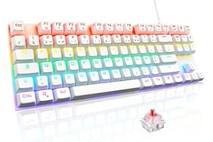 The G-Lab - Keyz Mercury TKL Clavier Mécanique Gamer 87 Touches Filaire USB AZERTY Français, Rétro-Éclairage LED Multicolore - Gaming Compact sans Pavé Numérique PC/PS4/PS5/Xbox - Blanc - New