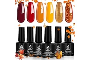 BEETLES GEL POLISH Beetles Gel Nail Polish Set,Fall Winter Colours Yellow Orange Gold Glitter Red Gel Polish Soak Off UV Gel Nail Polish Nail Art Salon Manicure Gel Nail Kit DIY at Home Nail Gifts for Women