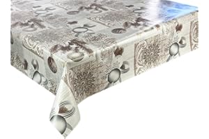 ‎EUROMAT Wachstuch Tischdecke Gartentischdecke wasserdichte Abwaschbar Weihnachten Beige Grau 100x140 cm