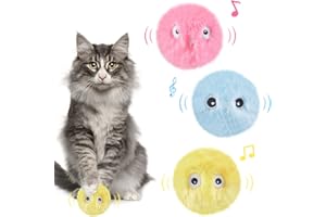 Runup Jouet pour Chat interactif, Balle Jouet Chat avec Les cris des Oiseaux, Grenouilles et grillons, Balles pour Chats en Peluche chasser (3pcs)