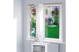 DIKER Fensterabdichtung Klimaanlage, Klimagerät Fenster Abdichtung und Wäschetrockner, Mobile Klima Fensterdichtung zum Ablufttrockner, Anbringen Dachfenster, Flügelfenster (Weiß)