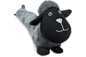 E&A DISTRIBUTION LIMITED Draught Excluder for Door Stopper 86 cm Grey Sheep Long Cotton & Sand Filling Heavy Weight Draught Stopper Cushion decorative Velvety Soft Draft Excluder- Sheep shield highland Herringbone