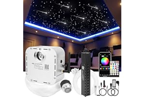 CHINLY Bluetooth Meteor 32W RGBW APP LED in fibra ottica Star Star Plafoniere Kit APP misto 1008 pezzi * 5m + 10 cristalli in fibra ottica + per casa/auto