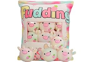 GDGZT Strawberry Cow Plush Pillow, Cute Snack Pillow Removable Pudding Pillow Cushion with Cow Plush Dolls, Birthday Creative Stuffed Animal Gift for Kids, Girls, Boys(6 Strawberry Cows)