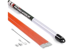 GEAR GEM Pro 10M Cable Access Rod and Accessories Kit Set - 14 Pieces Including 10 x 1m Rods, Electricians Puller Rods Wires Draw Push Pulling, Blue