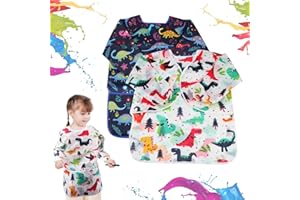 Jadin Grembiule Pittura Bambini 4-8 anni, Grembiule Cucina Bambini a Maniche Lunghe, Grembiule Asilo Bambino Impermeabile con 3 Tasche Sono Adatti per Disegno, Cucina, Artigianato Dei Bambini