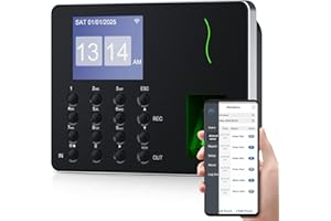 NGTeco Clocking Machine for Employees Small Business, W3 2.4GHz WiFi Biometric Fingerprint Time Card Machine, Office Punch Clock Automatic in and Out with iOS/Android App No Monthly Fees