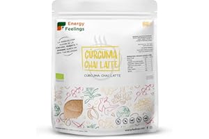 Energy Feelings Cúrcuma Chai Latte Ecológico 500 gr, Cúrcuma en Polvo con Jengibre y Pimienta, Apto para Veganos, Sin Lactosa, Sin Gluten