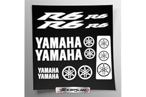 Kit pegatinas compatible con tanque y casco moto | Base de vinilo transparente fácil aplicación impresión UV | inscripciones logotipos | Stickersland® R6 de 2006 a 2015 (Blanco)