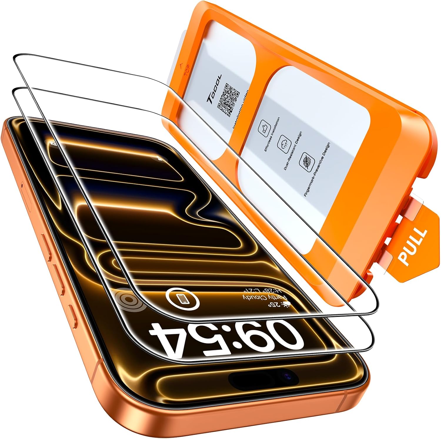 TOCOL Protector Pantalla para iPhone 17 Pro Max, Alineación Automática para Una Instalación Rápida, Cristal Templado de Dureza 9H Inastillable, HD Transparente, 2 Piezas