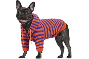 Lelepet Dog Hoodie Striped Shirt, Zip-Up Dog Sweatshirt, Breathable Pet Hoody Hooded Pullover for Large Dogs, Soft Puppy Clothing Outdoor Jumper, Orange XL