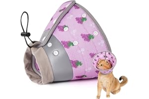 Avont Cat Cone Collar Soft, Adjustable Foldable Recovery Collars to Stop Licking After Surgery for Small Dogs, Puppies and Kittens, Elizabethan Neck Cone of Shame Alternative -Grape(M)