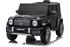 FINOOS Kinder Elektroauto Mercedes G63 AMG 12V Kinderauto Elektrisch mit Fernbedienung - Ledersitz - Gummi Reifen Elektroauto für Kinder (Schwarz)