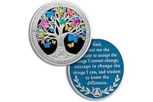 ATSKNSK Pièce de monnaie de sobriété de 15 ans - Papillon - Arbre de vie - Puces AA et médaillons - Jeton de sobriété - Cadeau de sobriété - Cadeau pour homme et femme - Alcooliques anonymes